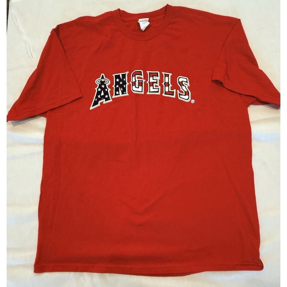 Los Angeles Angels Mike Trout Shirt Adult Extra Large Red Patriotic   SGA A5